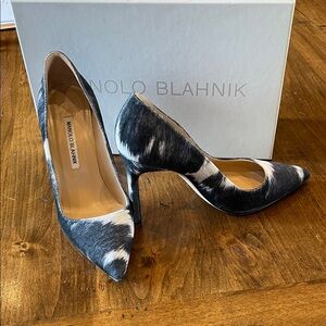 MANOLO BLAHNIK Black White Pump 36